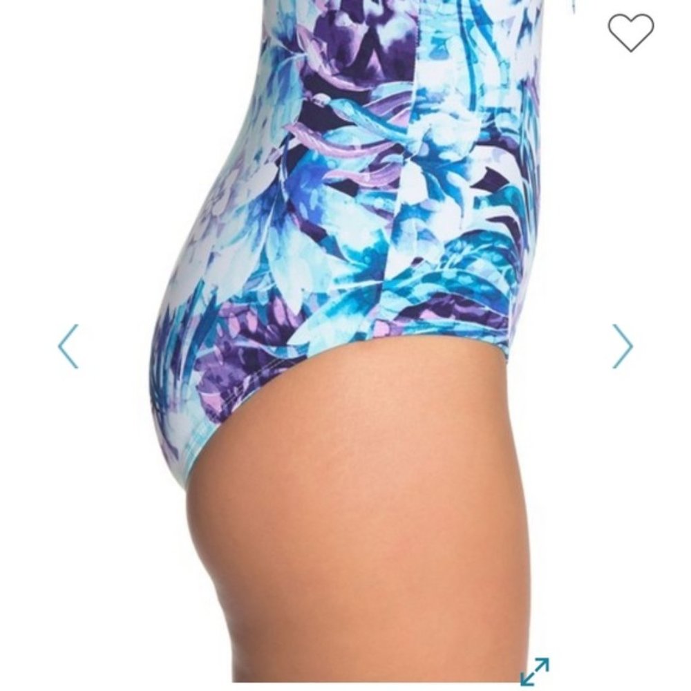 Tommy Bahama Island Sculpt V-neck Blue & Purple Floral One-Piece Swimsuit🩱Sz 10 - Picture 5 of 15